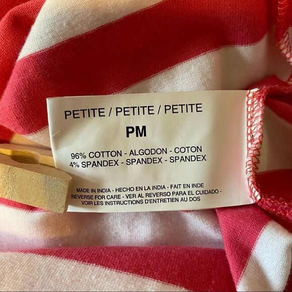 New Bandolino Striped Polo Top, pink and white, short sleeves, size PM - Picture 6 of 6